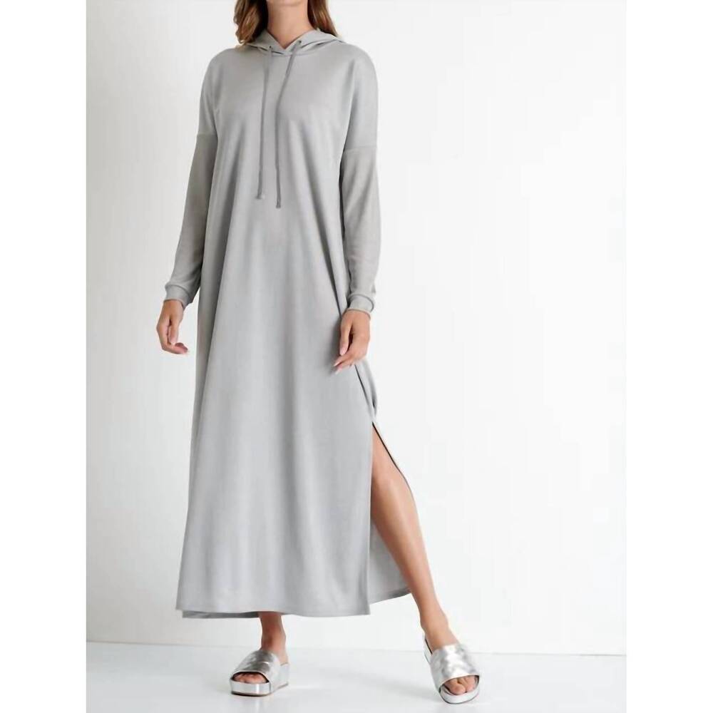 NEW SHAN isabela long hooded dress in silver